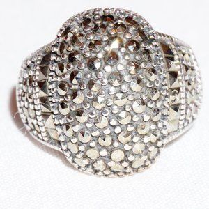 925 SILVER AND MARCASITE DOMED RING